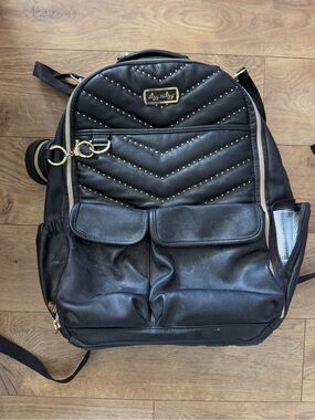 Itzy Ritzy Black Quilted Studded Backpack Bag